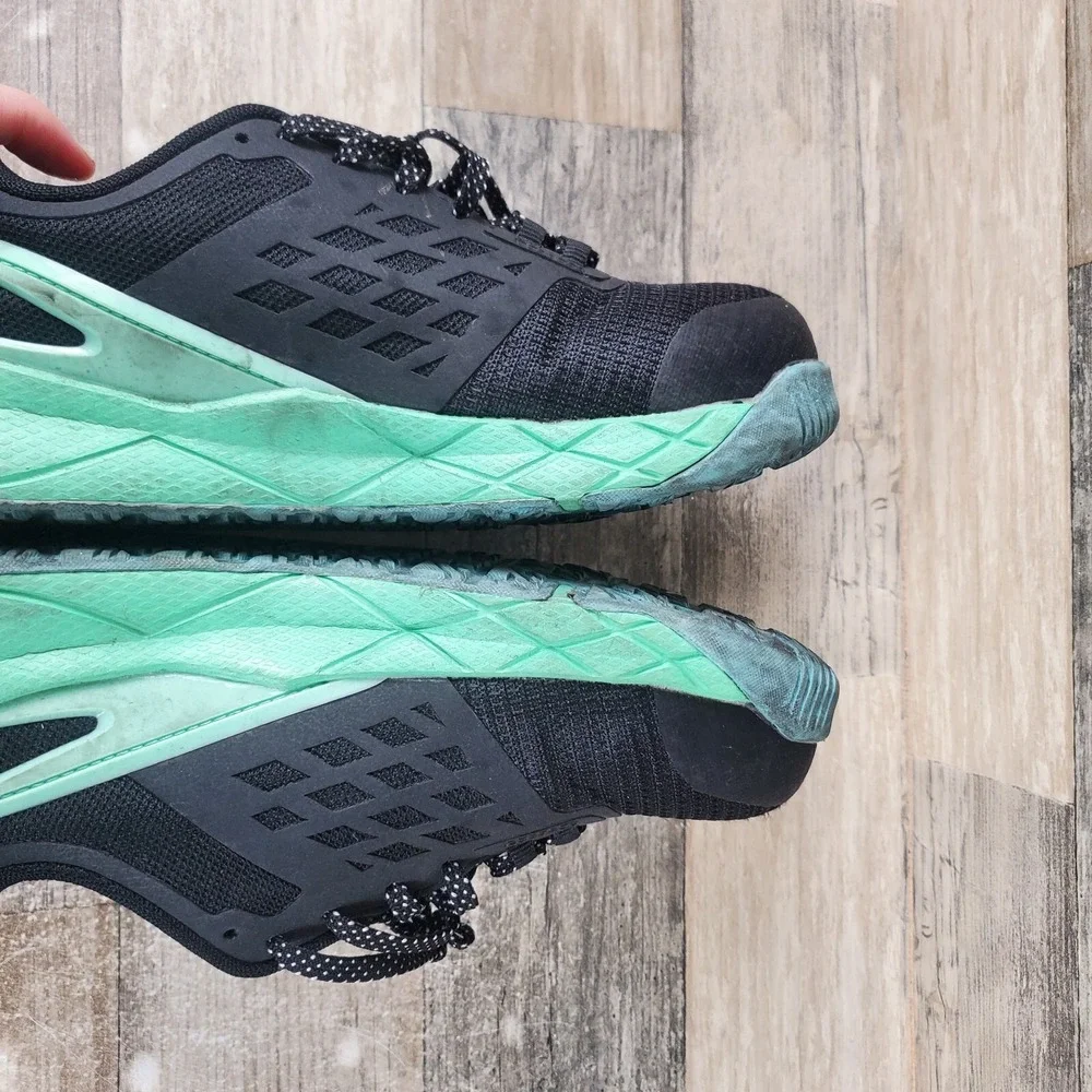 Reebok Nanoflex TR Work Womens Shoes Sz 5 W Black Seafoam Green Composite Toe